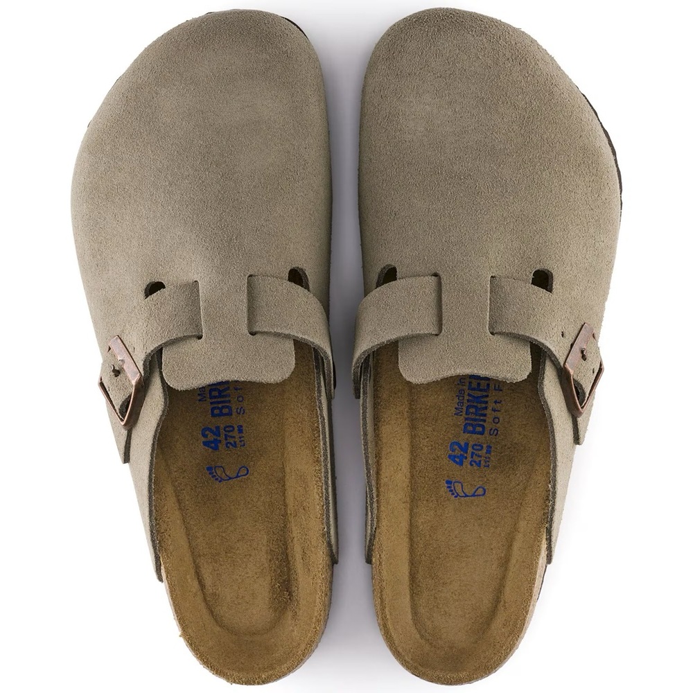 Birkenstock Boston Suede, Soft Footbed in Taupe